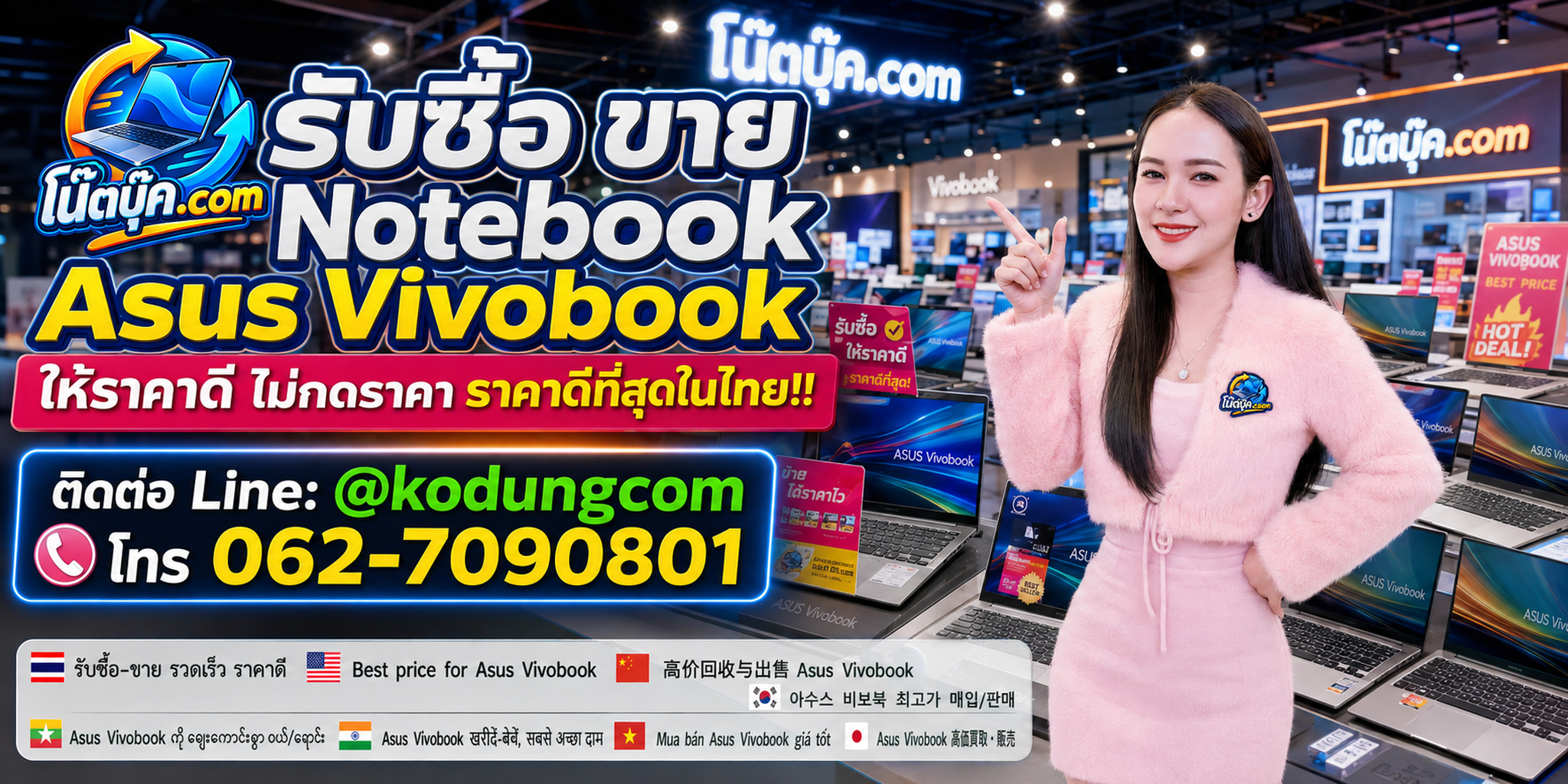 โน๊ตบุ๊ค.com รับซื้อ ขาย จำหน่าย Notebook Asus Vivobook มือสอง เก่า เสีย และรับถึงที่
