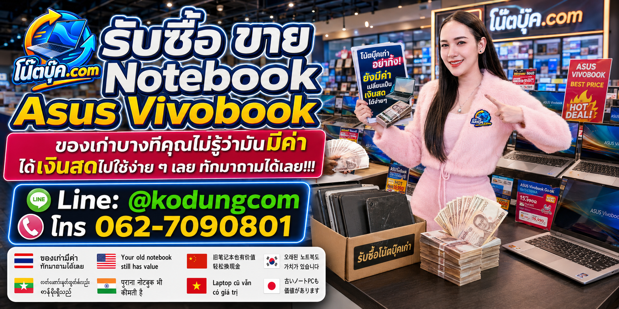 โน๊ตบุ๊ค.com รับซื้อ ขาย Notebook Asus Vivobook มือสอง เก่า เสีย ติดต่อสะดวกและตอบเร็ว