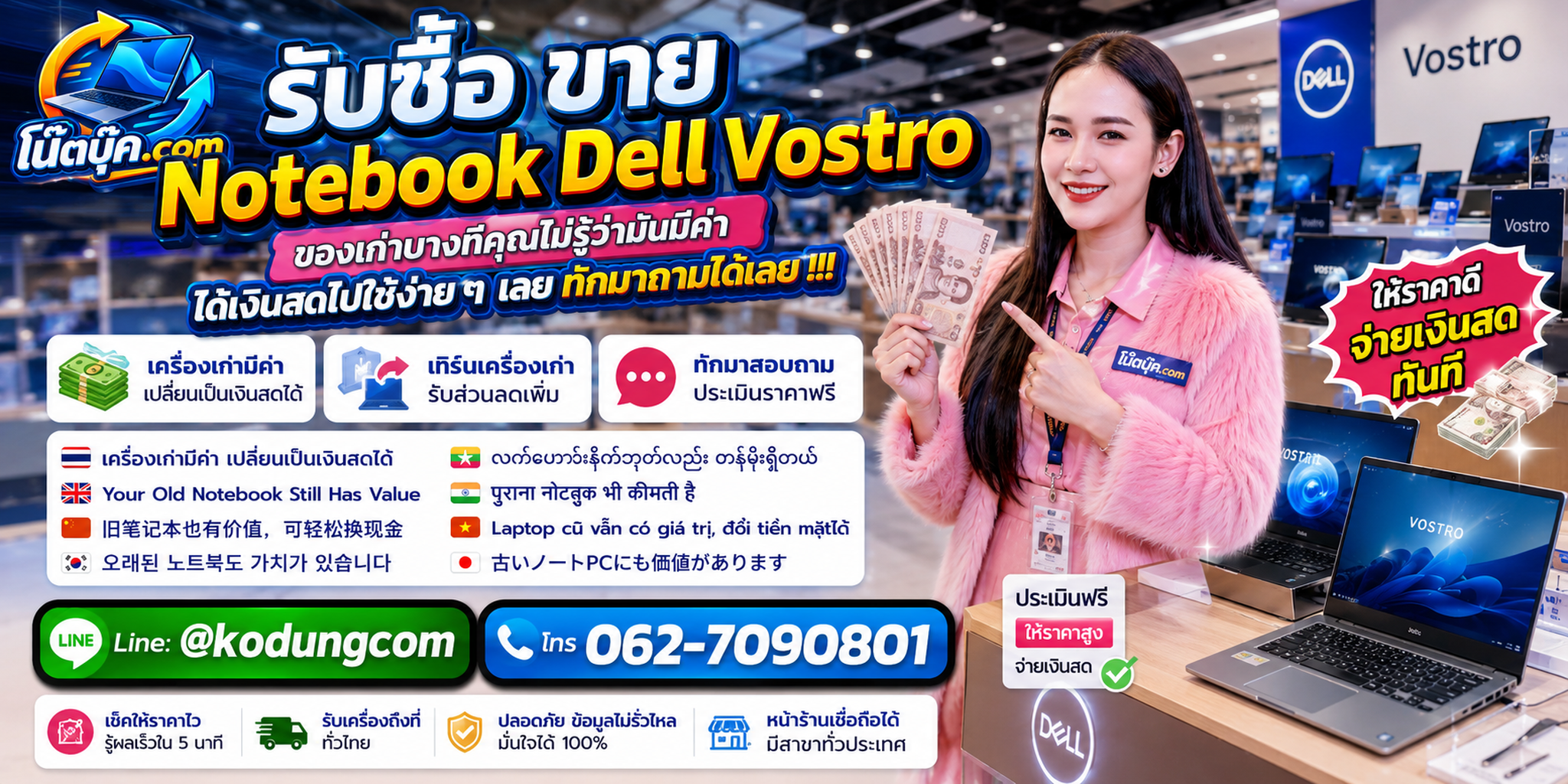 รับซื้อ ขาย Notebook Dell Vostro ติดต่อสะดวก ประเมินจากข้อมูลและสภาพจริง