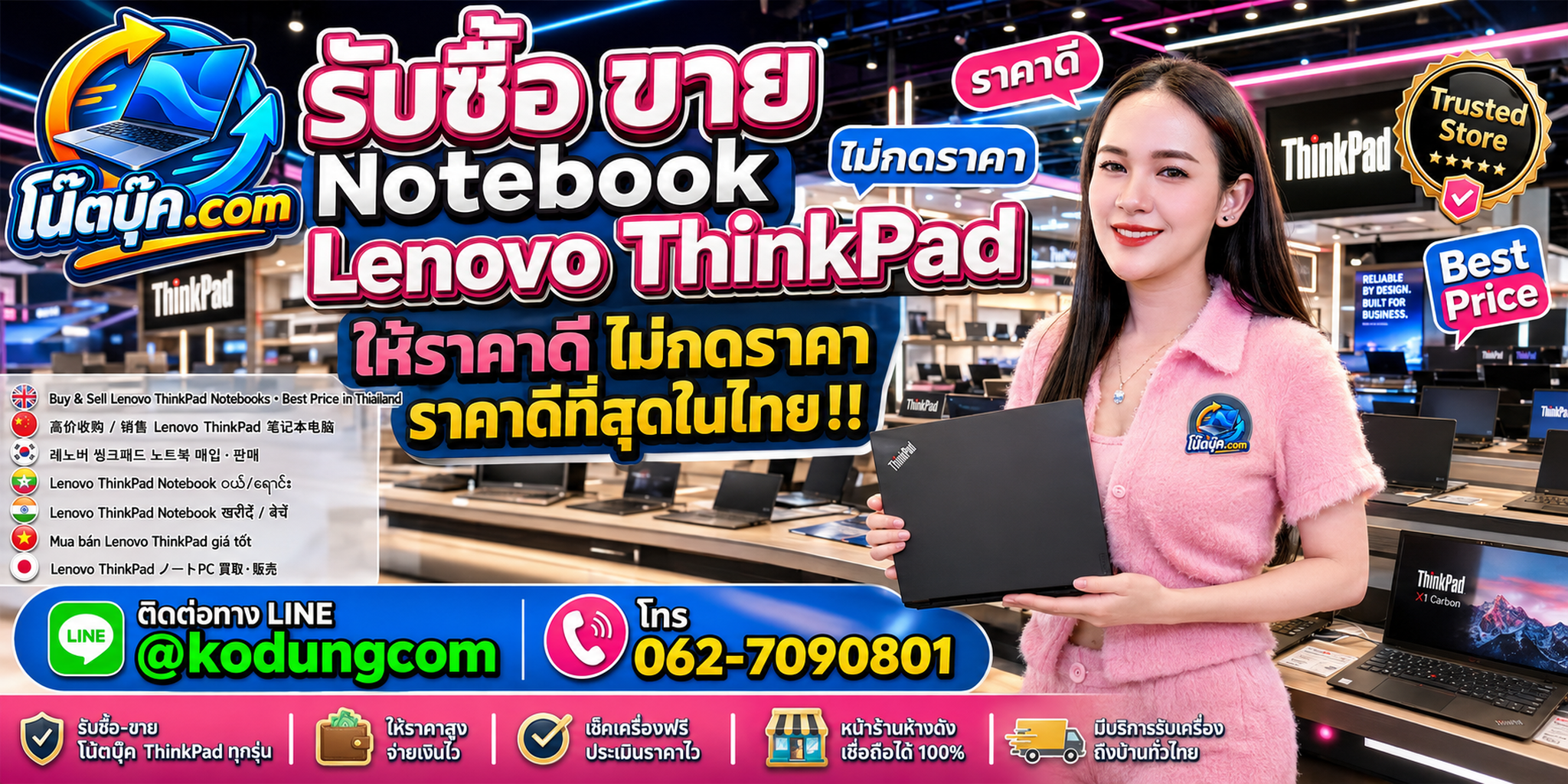 โน๊ตบุ๊ค.com รับซื้อ ขาย Notebook Lenovo ThinkPad มือสอง เก่า เสีย และบริการรับถึงที่
