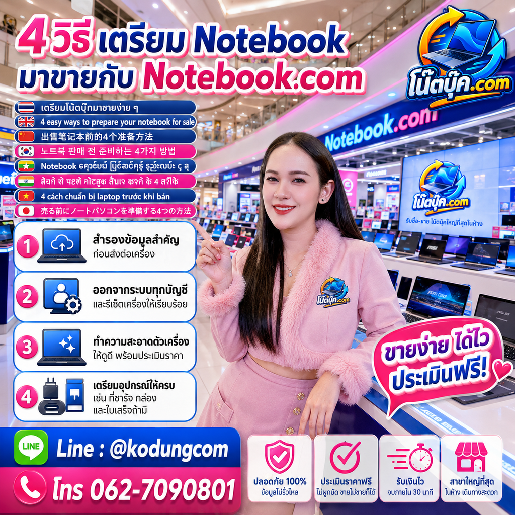 4 วิธีเตรียม Notebook Microsoft Surface Go ก่อนนำมาขายกับ โน๊ตบุ๊ค.com
