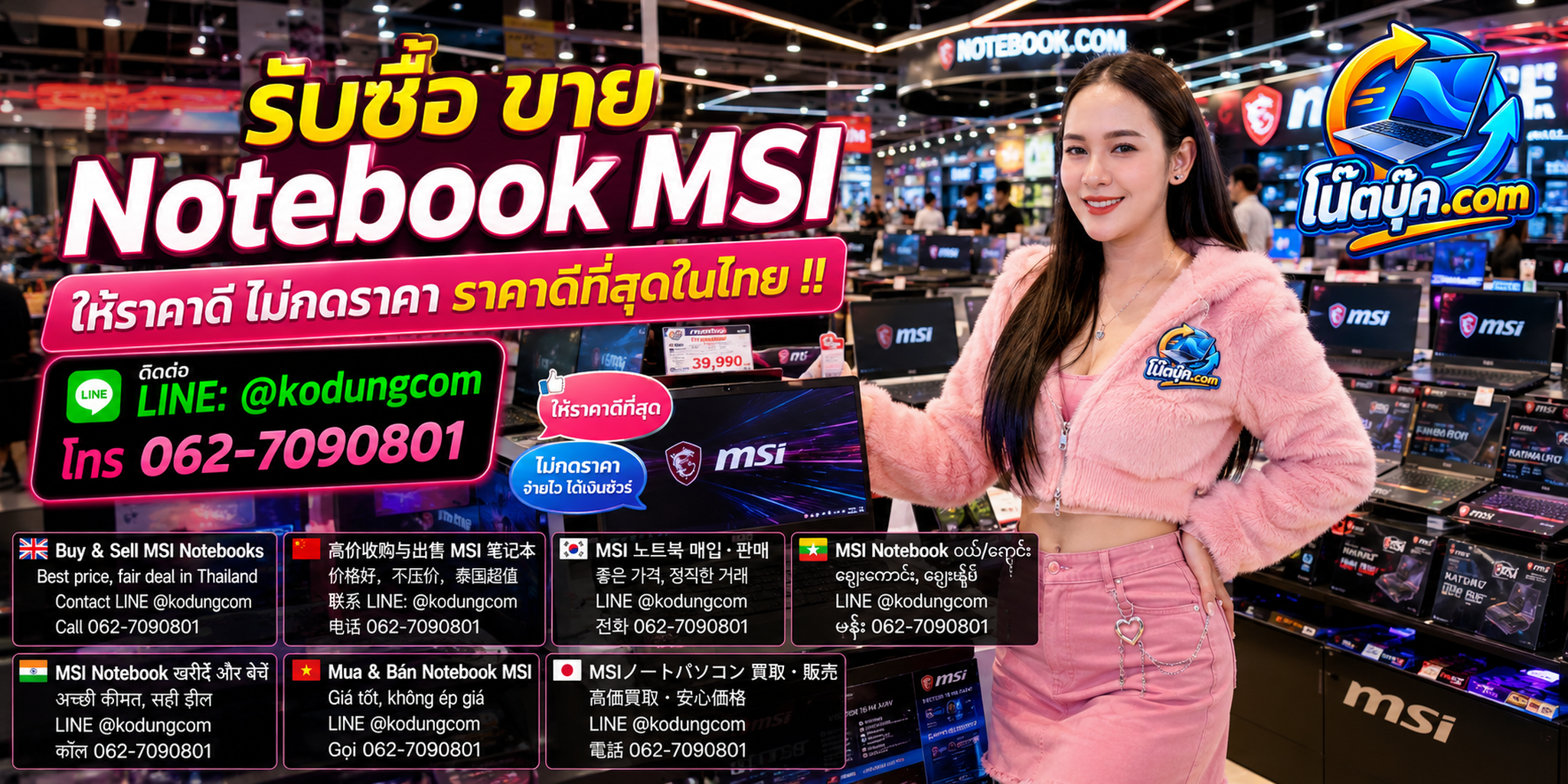 โน๊ตบุ๊ค.com รับซื้อ ขาย Notebook MSI มือสอง เก่า เสีย พร้อมบริการรับถึงที่และช่องทางติดต่อ